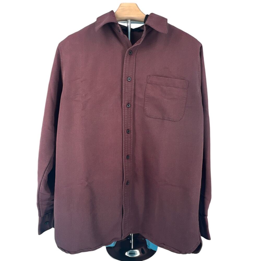 Axist Men Long Sleeve Button Down Shirt Size Small Burgundy